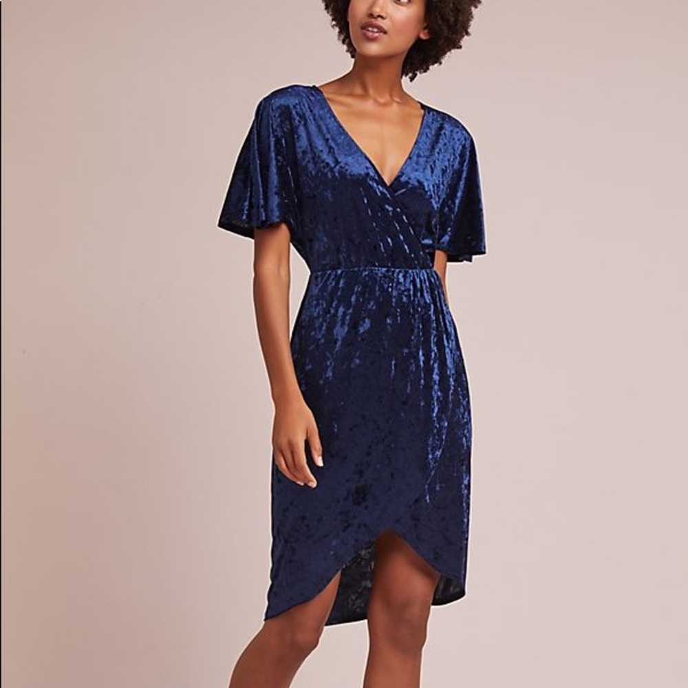 NWT Sunday in Brooklyn Blue Velvet Plisse Dress XS
